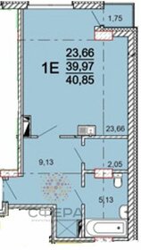 Квартира 40 м², студия - изображение 1