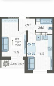 Квартира 35,2 м², 1-комнатная - изображение 1