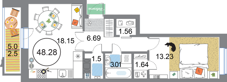 47,8 м², 1-комнатная квартира 12 800 000 ₽ - изображение 56