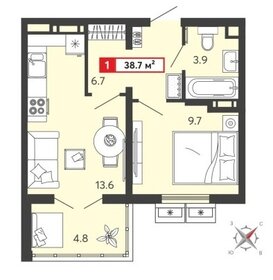 Квартира 38,7 м², 1-комнатная - изображение 1