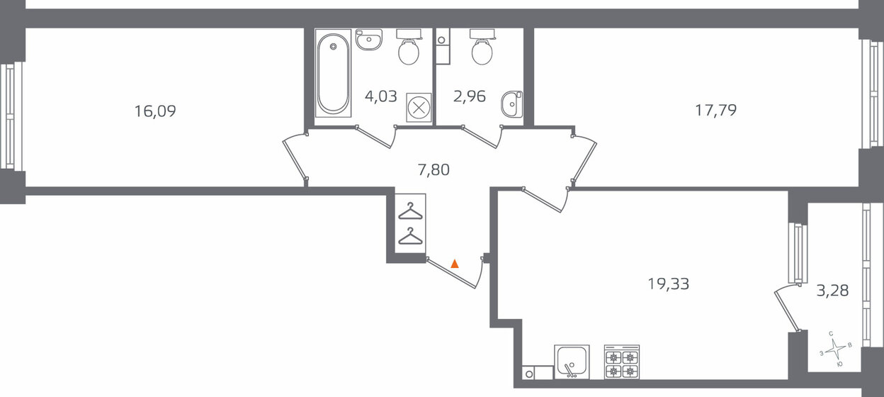 69,6 м², 2-комнатная квартира 19 108 000 ₽ - изображение 1