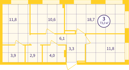 72,2 м², 3-комнатная квартира 7 220 000 ₽ - изображение 75