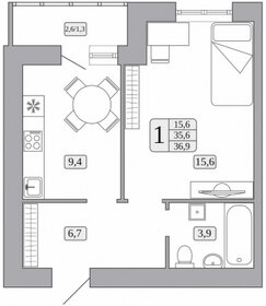 31 м², 1-комнатная квартира 2 800 000 ₽ - изображение 19