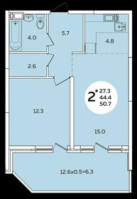 Квартира 50,7 м², 1-комнатная - изображение 2