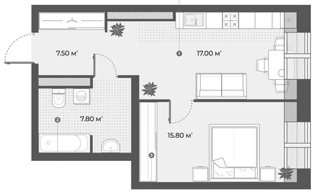 46,3 м², 1-комнатная квартира 14 075 000 ₽ - изображение 119