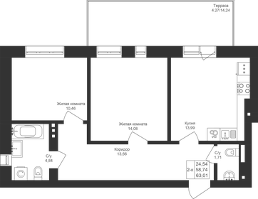 61,2 м², 2-комнатная квартира 8 267 400 ₽ - изображение 43