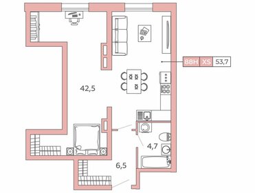 Квартира 53,7 м², студия - изображение 1