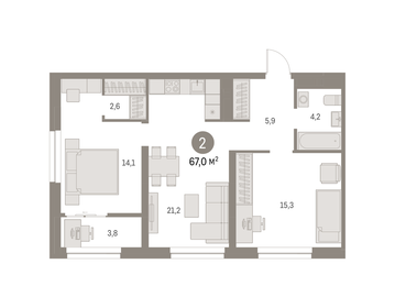 62,6 м², 2-комнатная квартира 17 800 000 ₽ - изображение 11