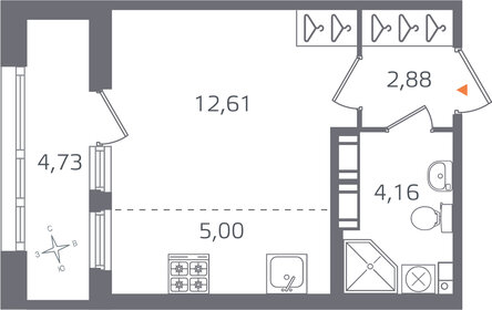 Квартира 27 м², студия - изображение 1