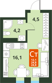 Квартира 24,8 м², студия - изображение 1