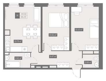 71,1 м², 2-комнатная квартира 16 929 000 ₽ - изображение 85