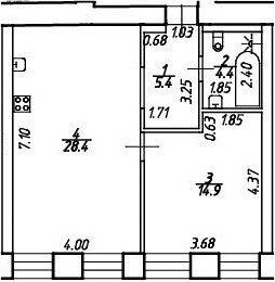 Квартира 53,1 м², 2-комнатная - изображение 1