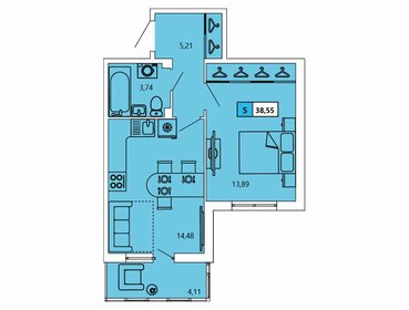 Квартира 37,8 м², 1-комнатная - изображение 1