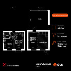 Квартира 63,2 м², 1-комнатная - изображение 1