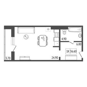 37,9 м², 1-комнатная квартира 6 253 500 ₽ - изображение 7