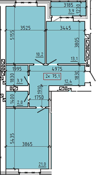 75,1 м², 2-комнатная квартира 7 059 400 ₽ - изображение 1