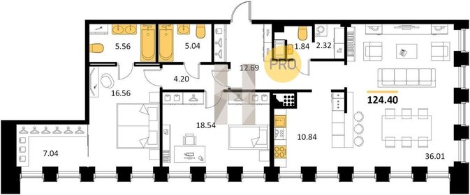 124,3 м², 2-комнатная квартира 43 805 000 ₽ - изображение 126