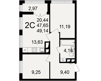 49,5 м², 2-комнатная квартира 4 045 000 ₽ - изображение 49