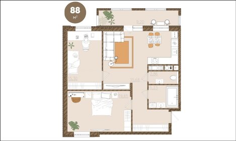 Квартира 87,6 м², 3-комнатная - изображение 1