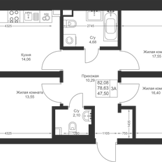 Квартира 82,1 м², 3-комнатная - изображение 2