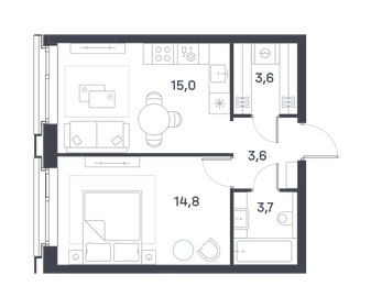 Квартира 40,7 м², 1-комнатная - изображение 1