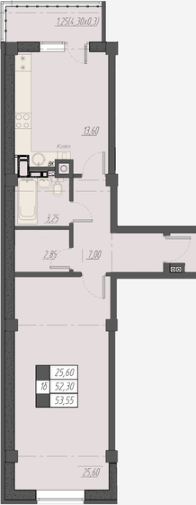 53,6 м², 1-комнатная квартира 8 396 640 ₽ - изображение 1