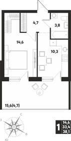 39,4 м², 1-комнатная квартира 5 200 000 ₽ - изображение 6