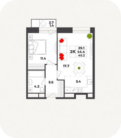 45,2 м², 2-комнатная квартира 9 063 057 ₽ - изображение 4