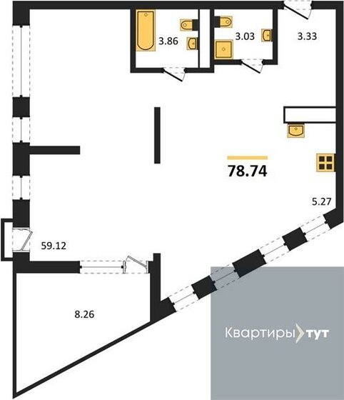 78,7 м², 3-комнатная квартира 12 051 778 ₽ - изображение 1