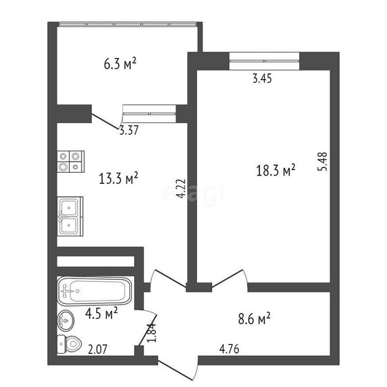 49,4 м², 1-комнатная квартира 8 850 000 ₽ - изображение 41