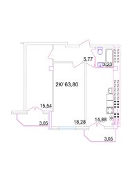 62,8 м², 2-комнатная квартира 4 946 276 ₽ - изображение 8
