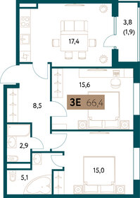 66,4 м², 3-комнатная квартира 36 390 000 ₽ - изображение 69