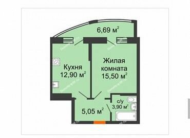 Квартира 43,2 м², 1-комнатная - изображение 1