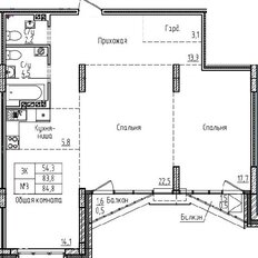 Квартира 84,8 м², 3-комнатная - изображение 2