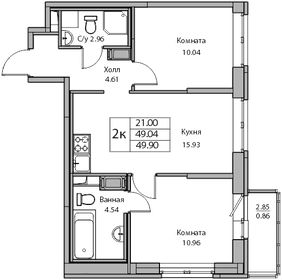 Квартира 49 м², 2-комнатная - изображение 1