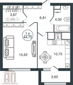 43,1 м², 1-комнатная квартира 4 250 000 ₽ - изображение 107