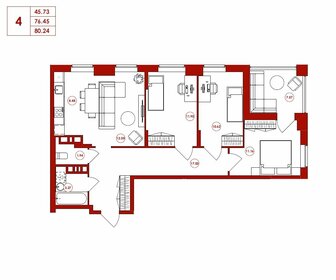 Квартира 80,2 м², 4-комнатная - изображение 1