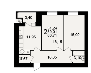 60,3 м², 2-комнатная квартира 7 185 380 ₽ - изображение 12