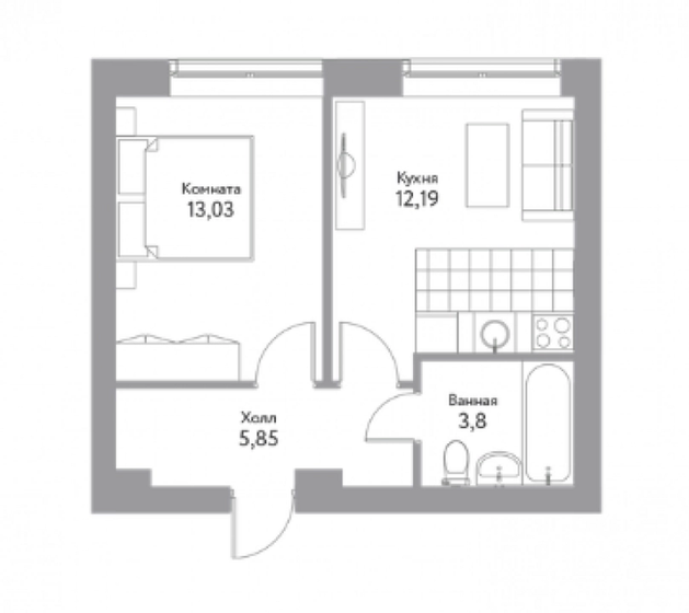 35 м², 1-комнатная квартира 3 185 000 ₽ - изображение 1