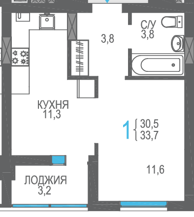 33,7 м², 1-комнатная квартира 5 055 000 ₽ - изображение 46