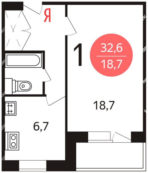 35 м², 1-комнатная квартира 30 000 ₽ в месяц - изображение 6