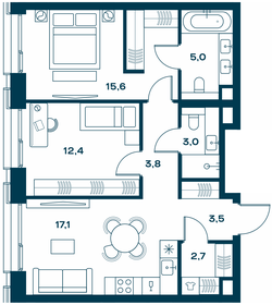 Квартира 63,1 м², 2-комнатная - изображение 1