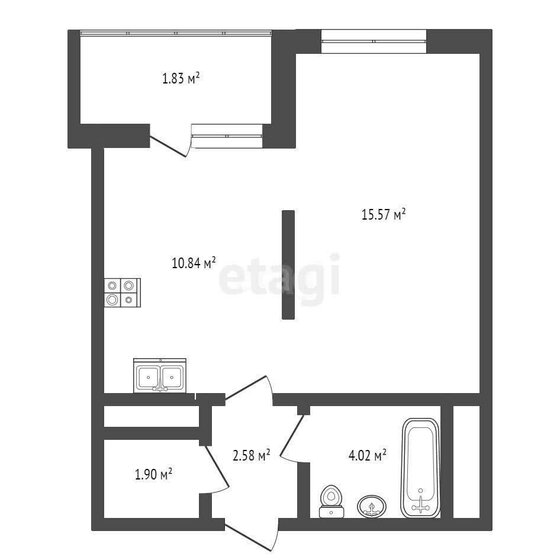 36,7 м², 1-комнатная квартира 7 599 999 ₽ - изображение 1