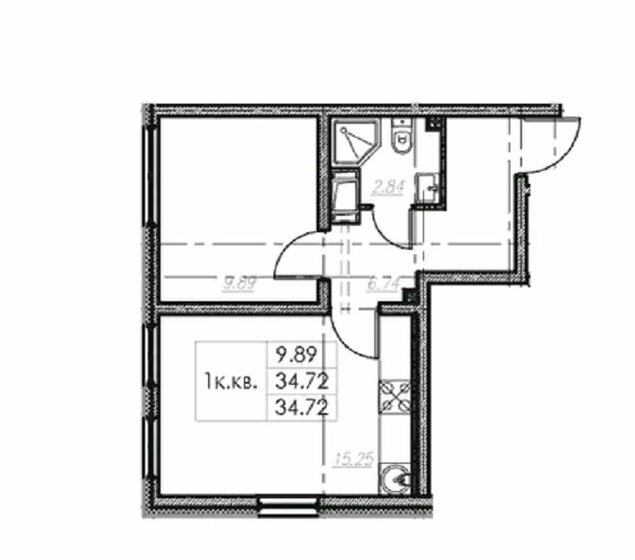 34,7 м², 1-комнатная квартира 8 247 000 ₽ - изображение 1