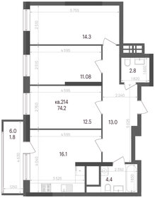 50,4 м², 2-комнатная квартира 6 800 000 ₽ - изображение 82