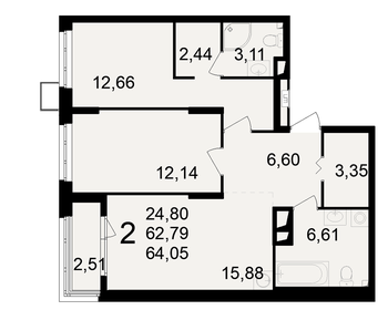 63,9 м², 2-комнатная квартира 6 234 150 ₽ - изображение 3