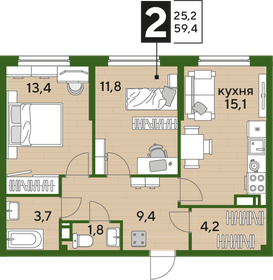 59,6 м², 2-комнатная квартира 10 132 000 ₽ - изображение 17