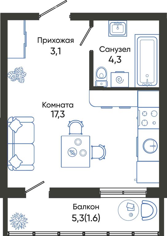 Варианты планировок ЖК «Облака» - планировка 9