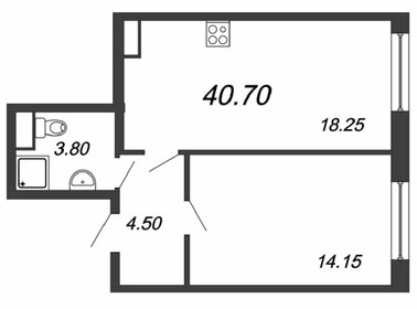 Квартира 40,7 м², 1-комнатные - изображение 1