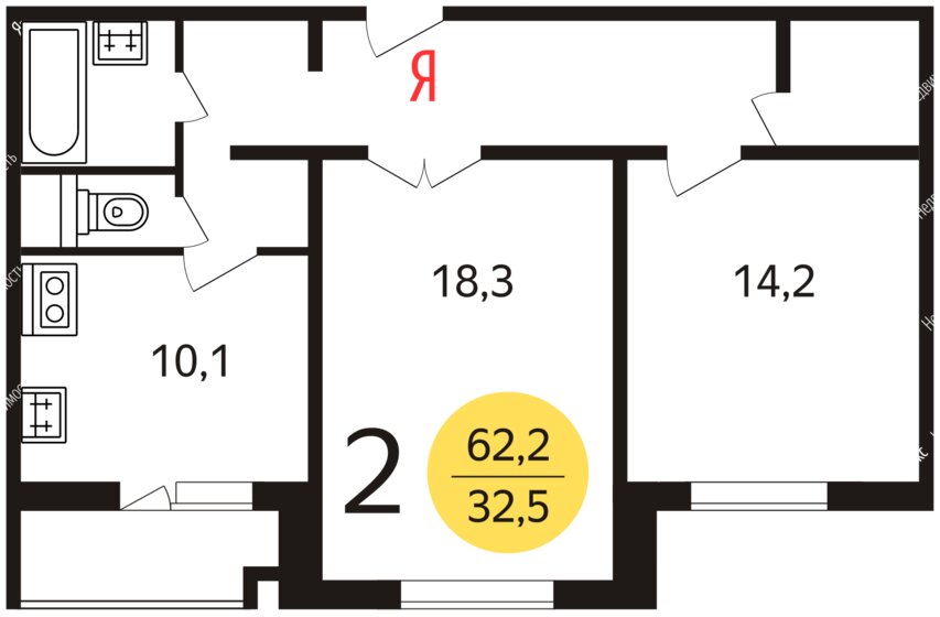62 м², 2-комнатная квартира 50 000 ₽ в месяц - изображение 51